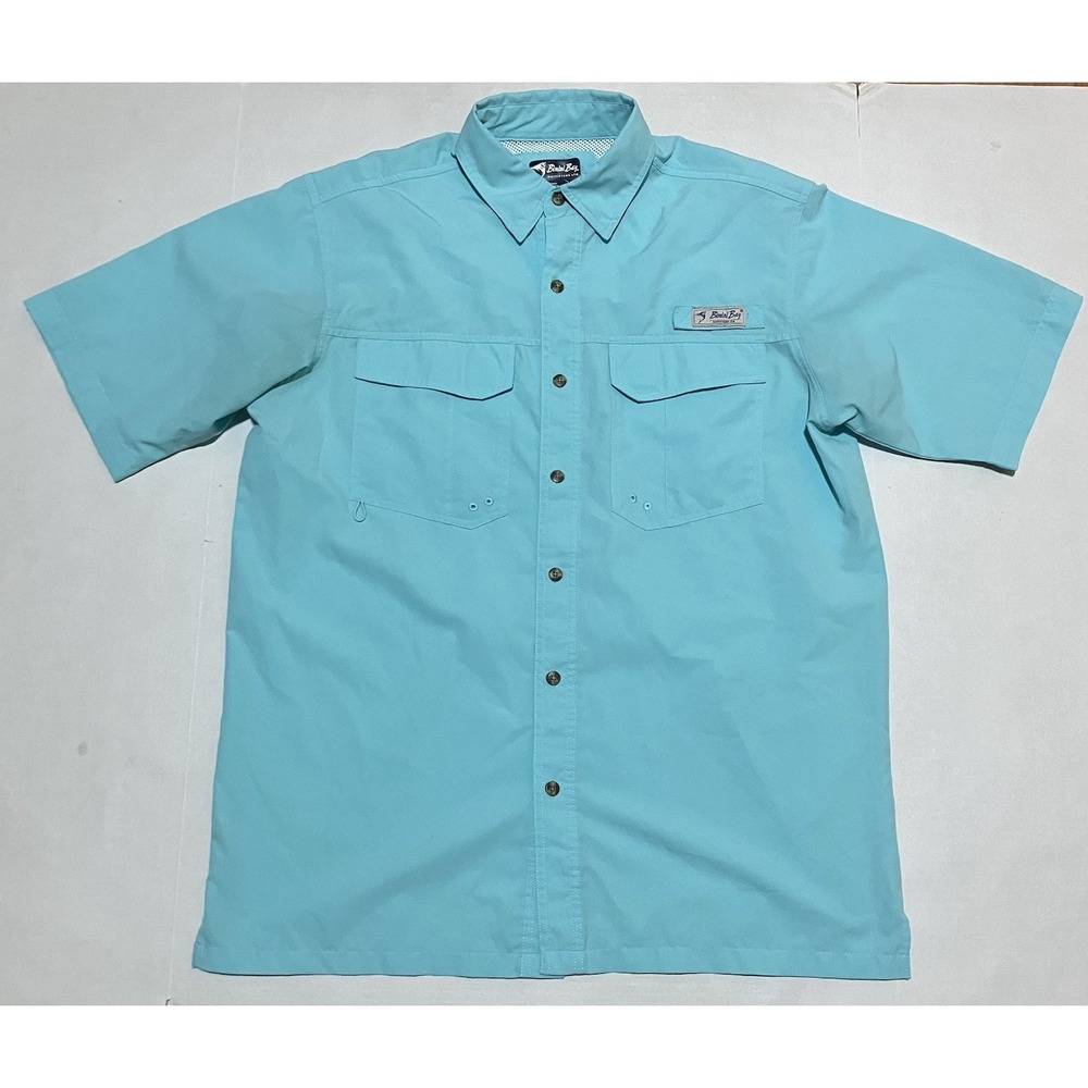 Bimini Bay Shirt Mens M TEAL Fishing Vented Lightweight Summer Outdoors